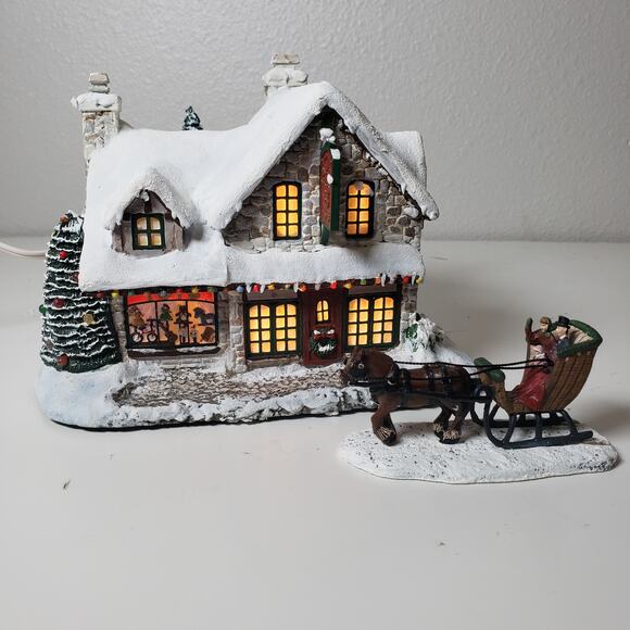 Thomas Kinkade Hawthorne Village Santas Workshop Toys & Horse Sleigh Christmas - Picture 1 of 16